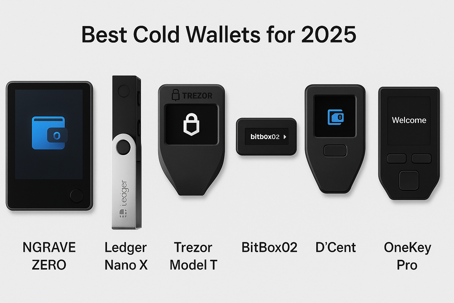 Best Cold Wallets for 2025: NGRAVE ZERO, Ledger Nano X, Trezor Model T, BitBox02, D'Cent, and OneKey Pro Compared