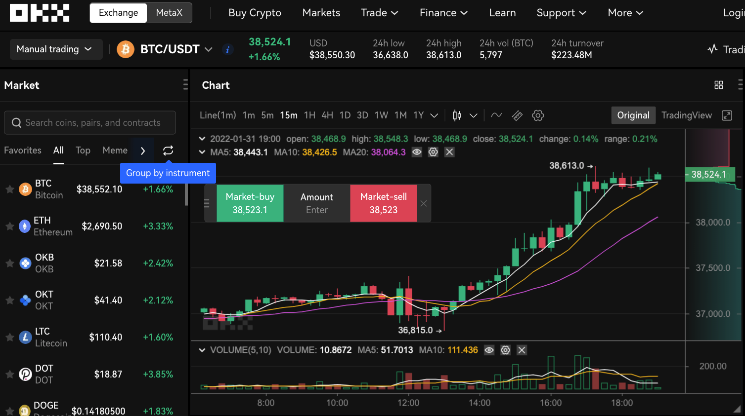 OKX recurring buy minimum investment