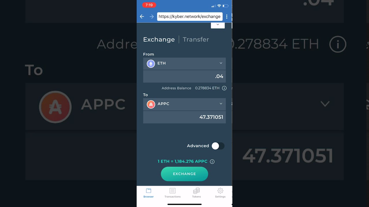 Trust Wallet dApp browser screenshot