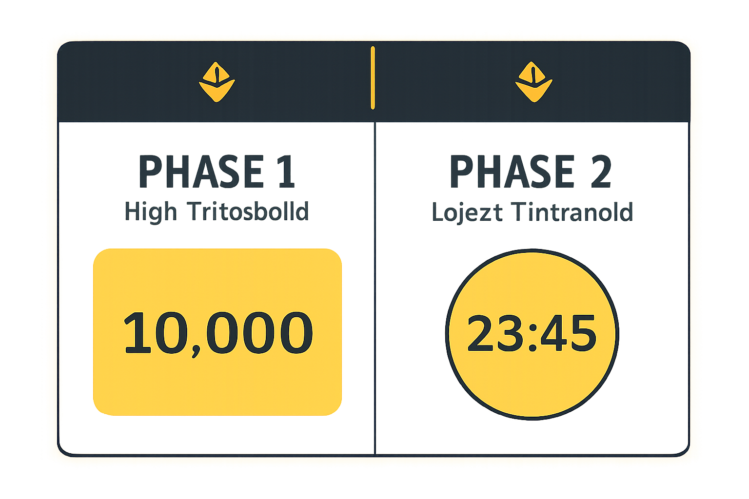A split-screen graphic showing two phases: Phase 1 with a high threshold and Phase 2 with a lower threshold and a countdown timer, all in the Binance app style.