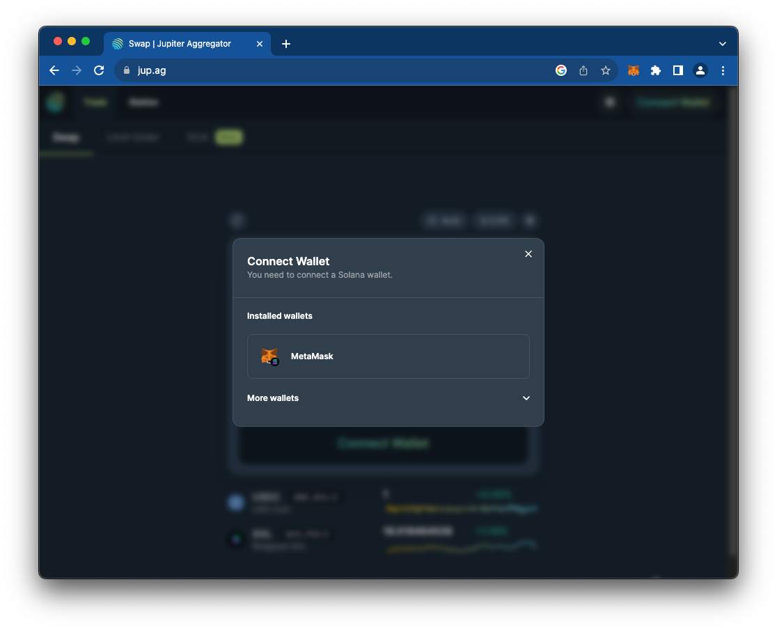 MetaMask Solana wallet creation interface