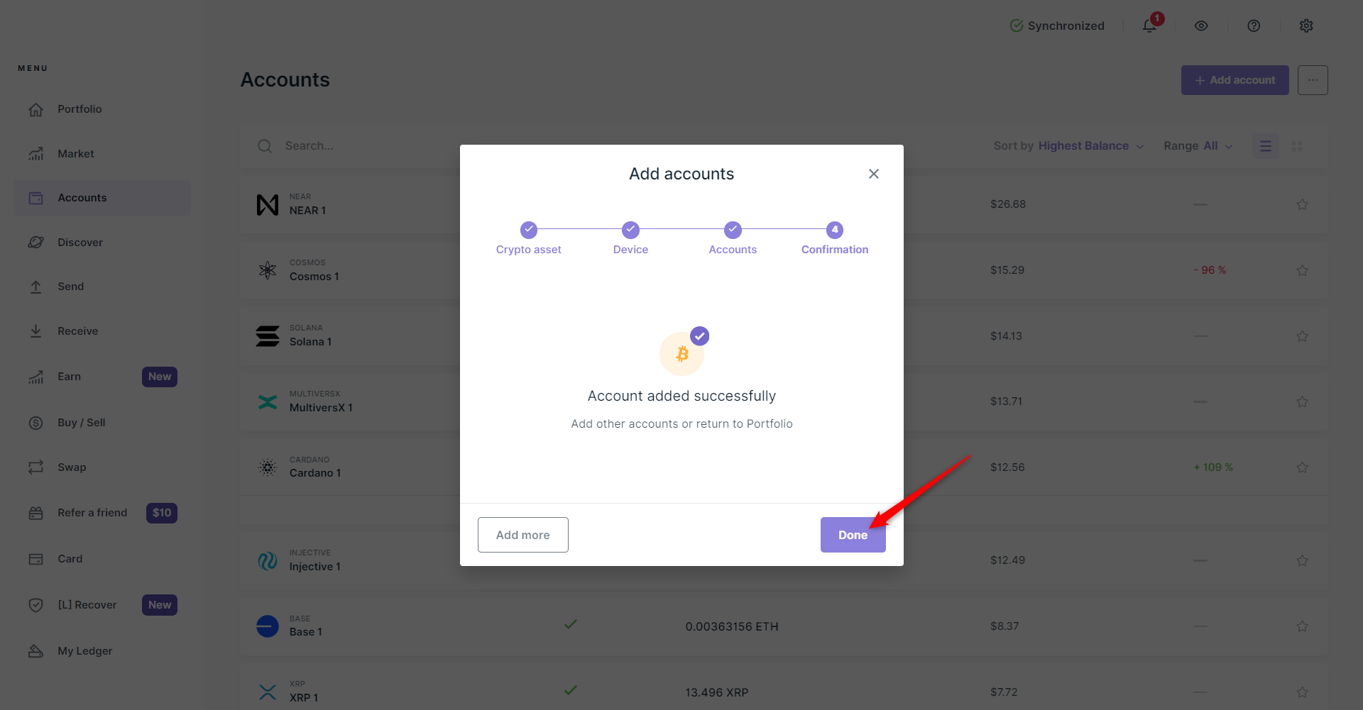 Ledger Live Sonic coin listing screenshot