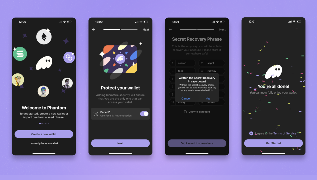 Phantom Wallet simple and clean UI