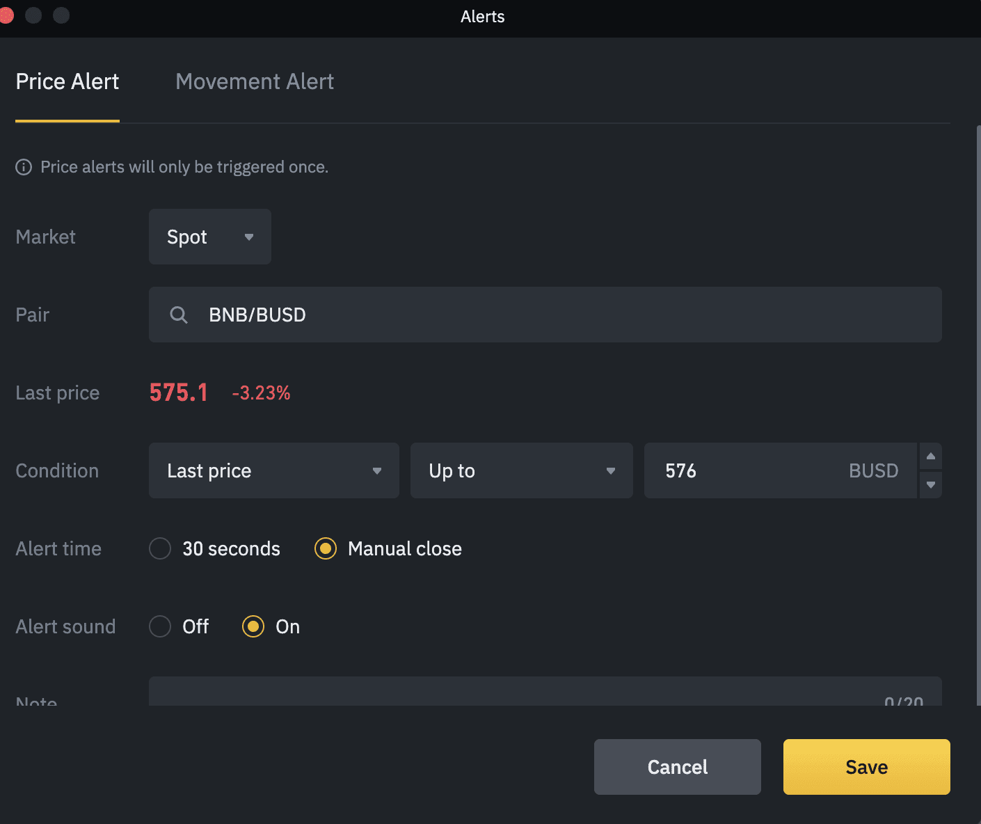 Binance app notifications settings